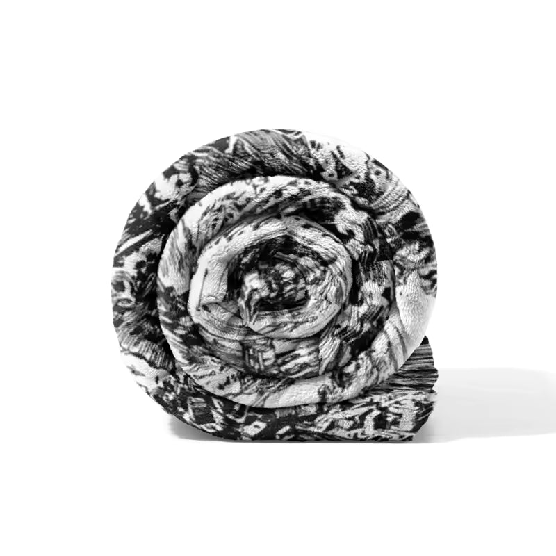 Black and White Anime Blast Fleece Blanket