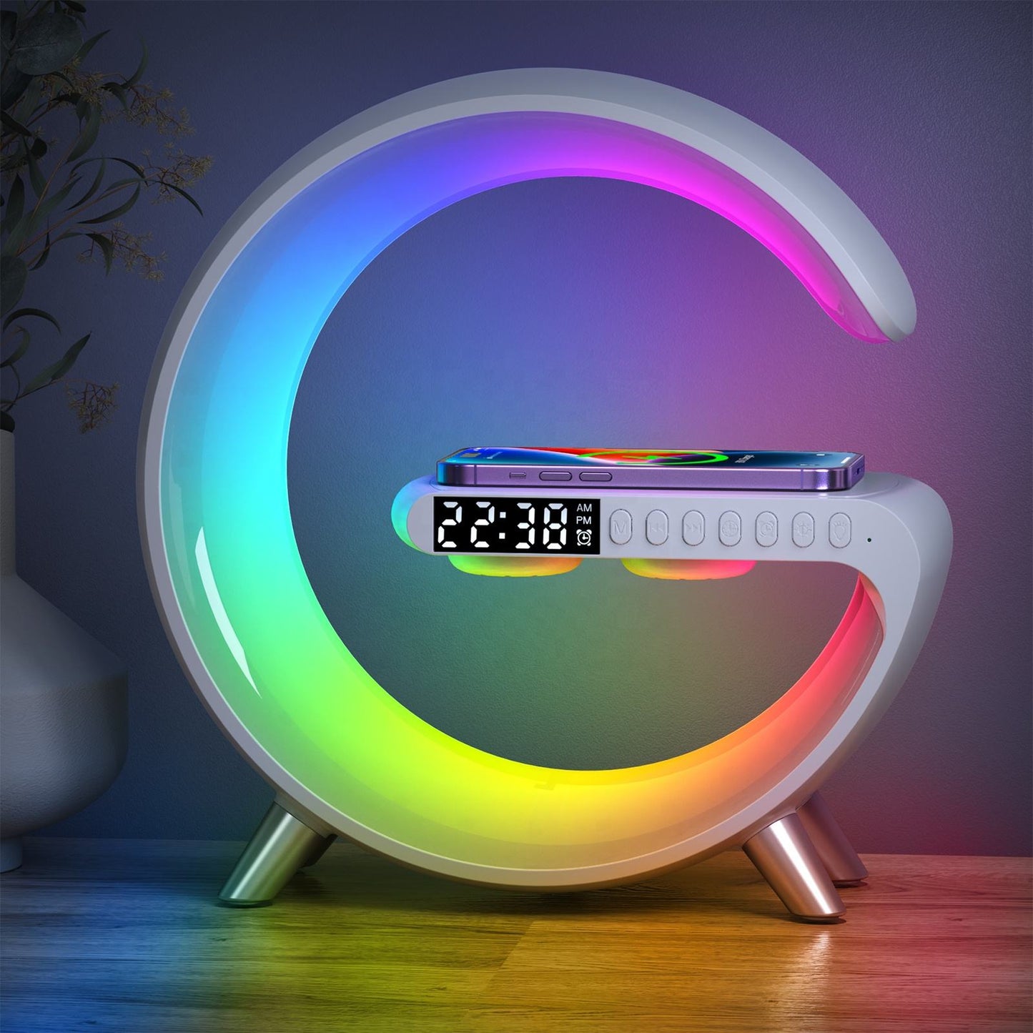 RGB Wireless Charging Night Light Clock with 256 Color Modes