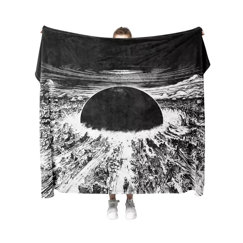 Black and White Anime Blast Fleece Blanket