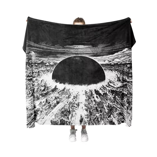 Black and White Anime Blast Fleece Blanket