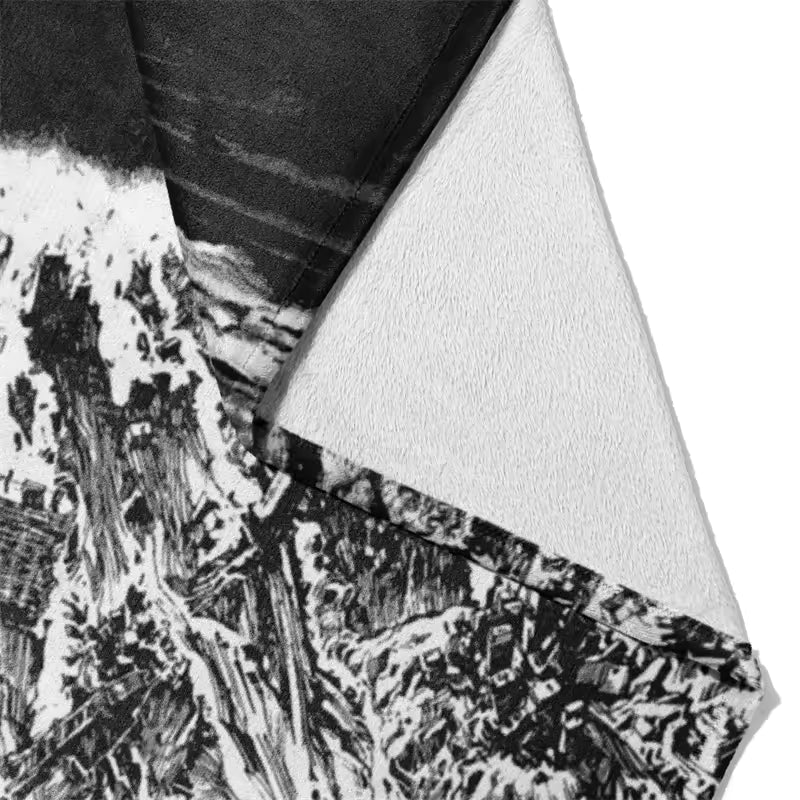 Black and White Anime Blast Fleece Blanket