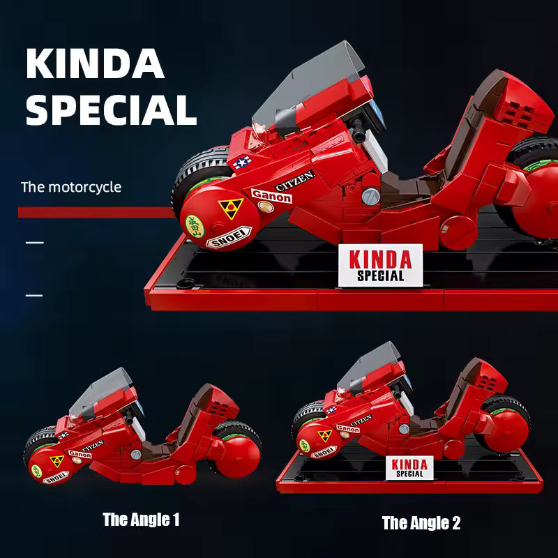 Building Block Cyberpunk Style Model Motorcycle Display