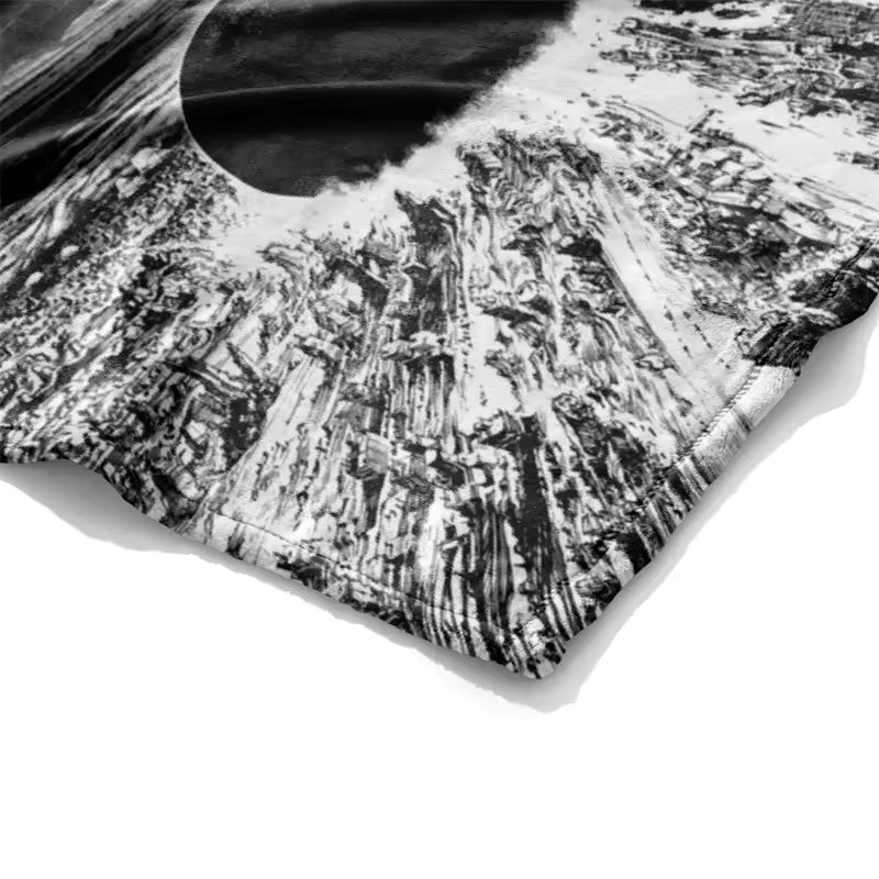 Black and White Anime Blast Fleece Blanket