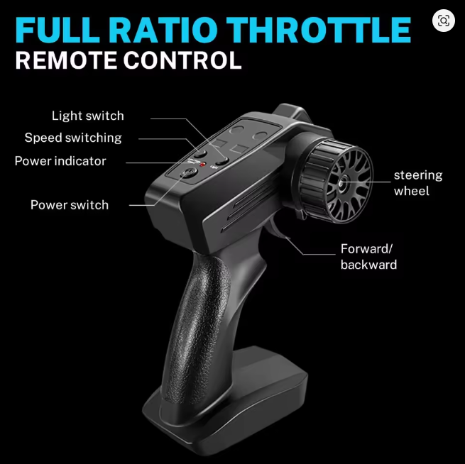 RC Drift Car with 4WD Working Headlights and Two Sets of Wheels