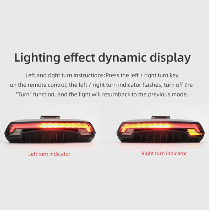 Supercar Style Rear Bike Light with Remote Turn Signals and Laser Guides
