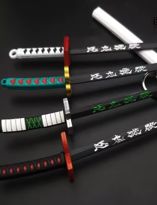 Anime Slayer Metal Sword Keychain 6.6"