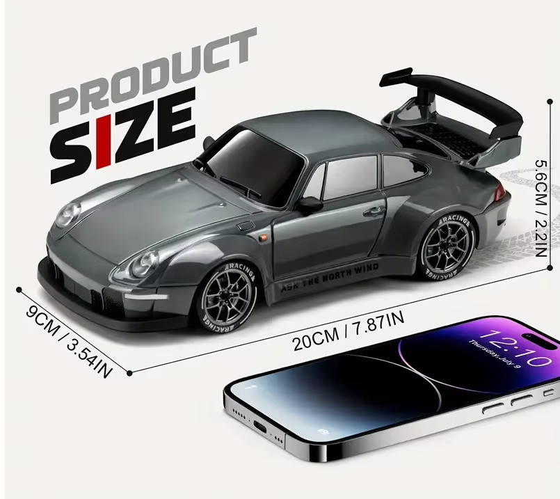 RC Drift Car with 4WD Working Headlights and Two Sets of Wheels